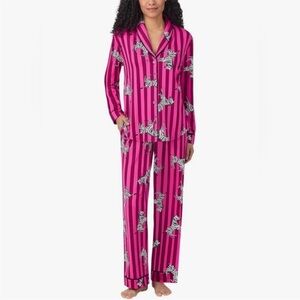 Room Service Womens 2-Piece Shawl Collar Pajama Set (PINK) XS